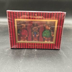 Waterford Festive Bear Ornament Trio - Red and Green, Christmas